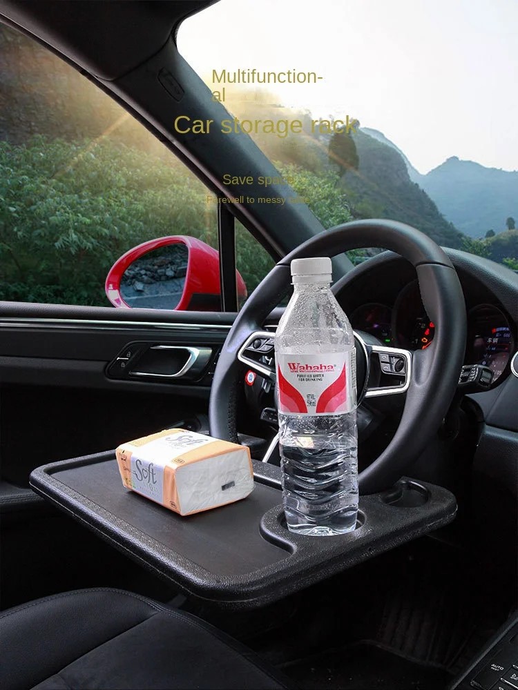 Portable Car Steering Wheel Dining Table Holder Double Side Car Laptop Computer Desk Mount Stand