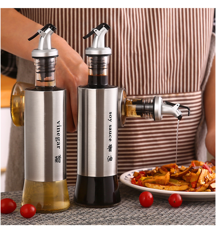 Leak-proof Kitchen glass oil vinegar soy sauce bottle (300ml)