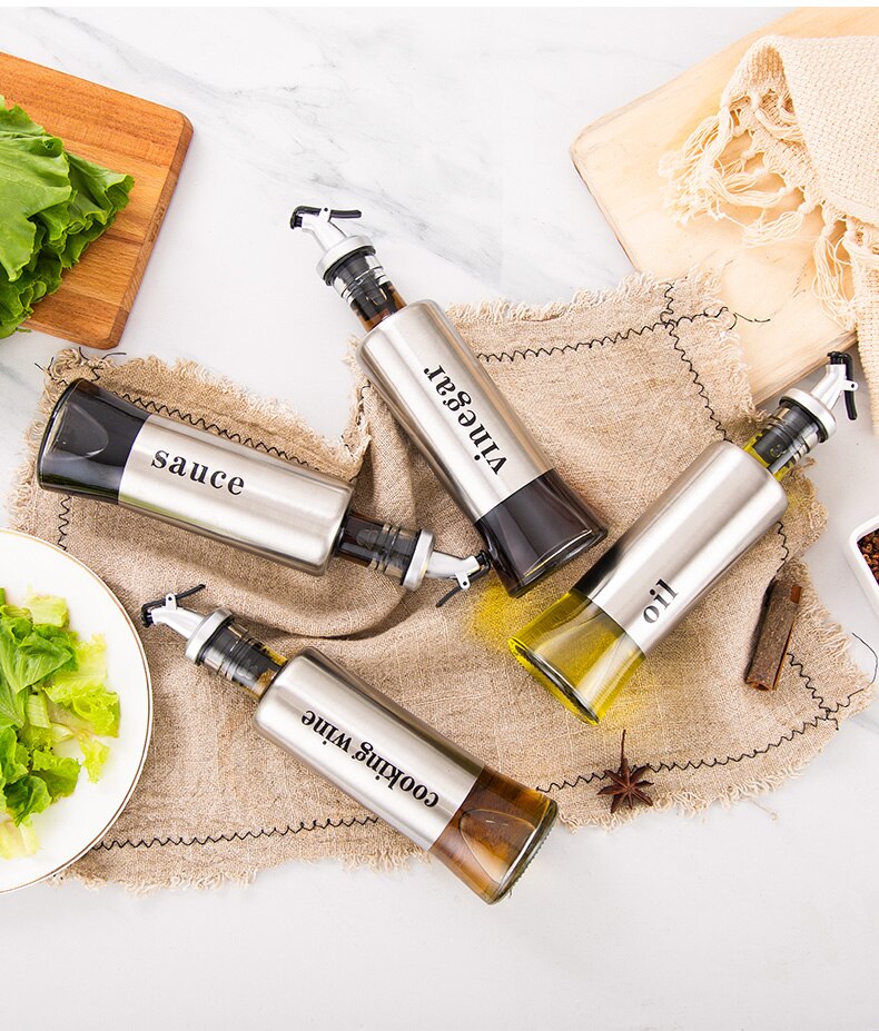 Leak-proof Kitchen glass oil vinegar soy sauce bottle (300ml)