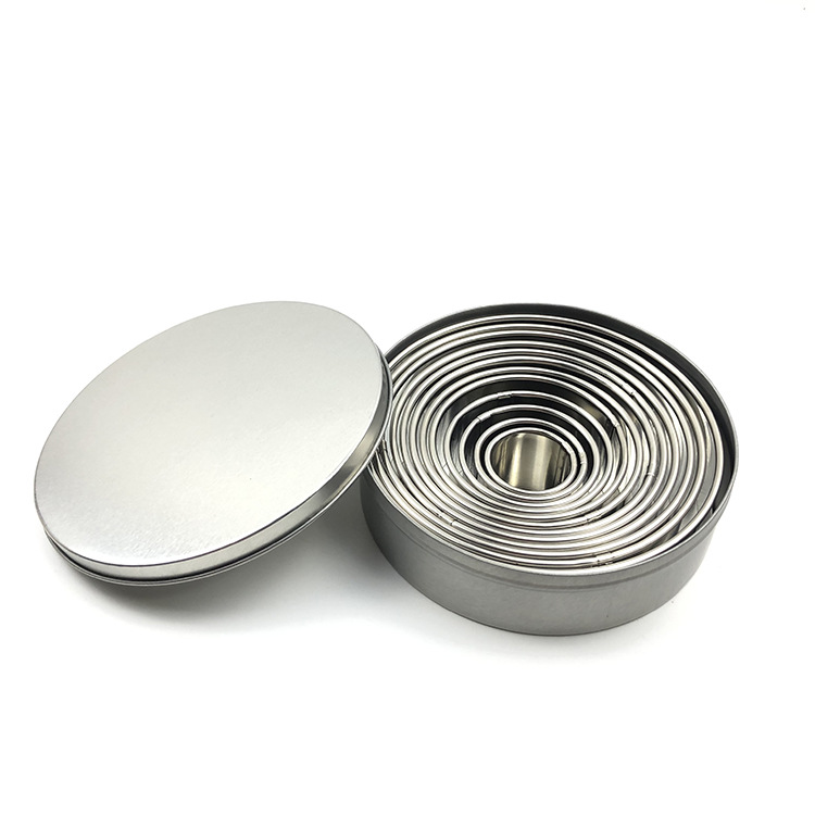 Stainless Steel Mousse Ring 12-piece Round Cake Mold Doughnut Fondant Biscuit Mold Baking Tools