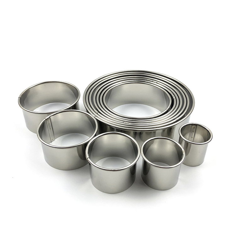 Stainless Steel Mousse Ring 12-piece Round Cake Mold Doughnut Fondant Biscuit Mold Baking Tools