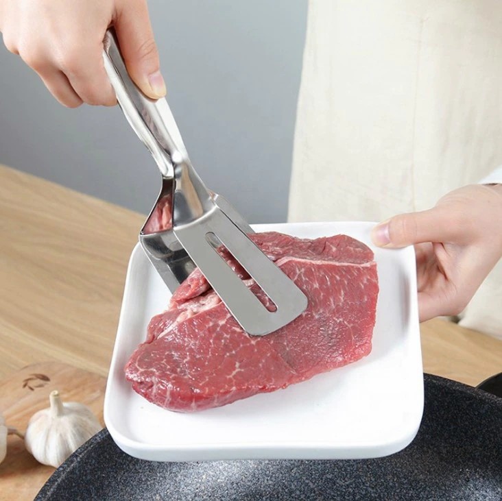 Stainless Steel Frying Shovel Clip Multifunctional Steak BBQ Tongs Frying Fish Spatula Clip Bread Clip