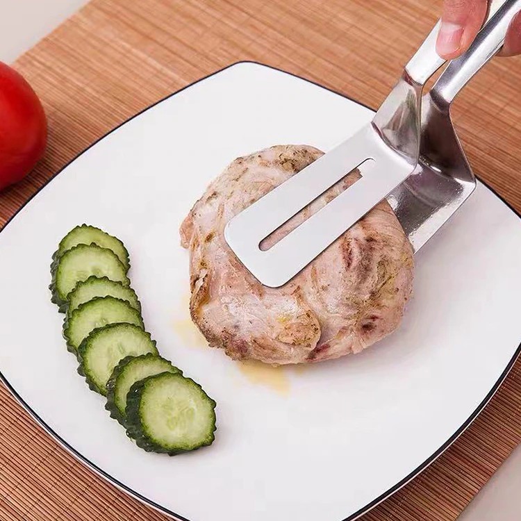 Stainless Steel Frying Shovel Clip Multifunctional Steak BBQ Tongs Frying Fish Spatula Clip Bread Clip