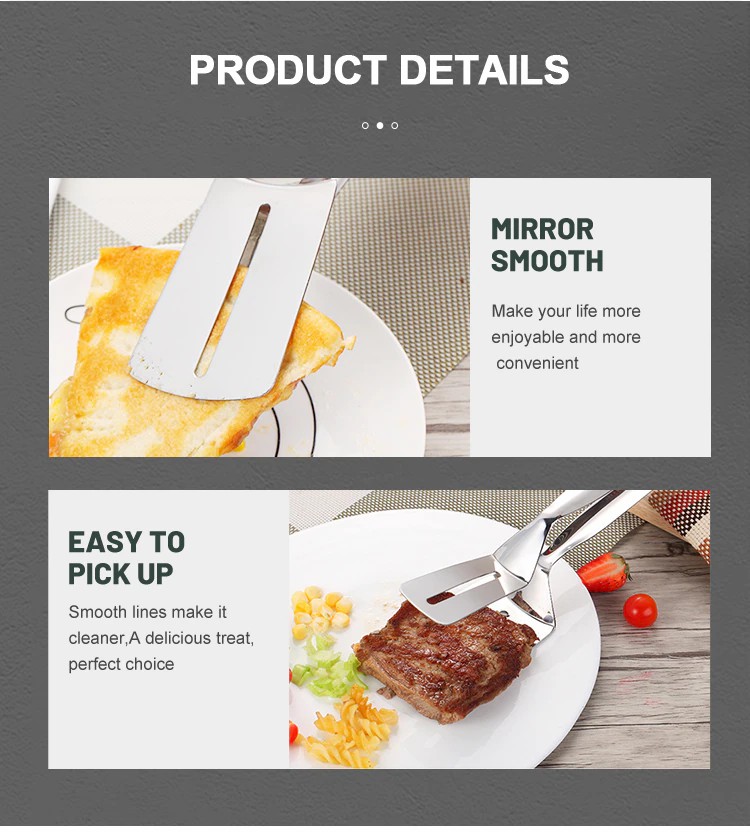 Stainless Steel Frying Shovel Clip Multifunctional Steak BBQ Tongs Frying Fish Spatula Clip Bread Clip