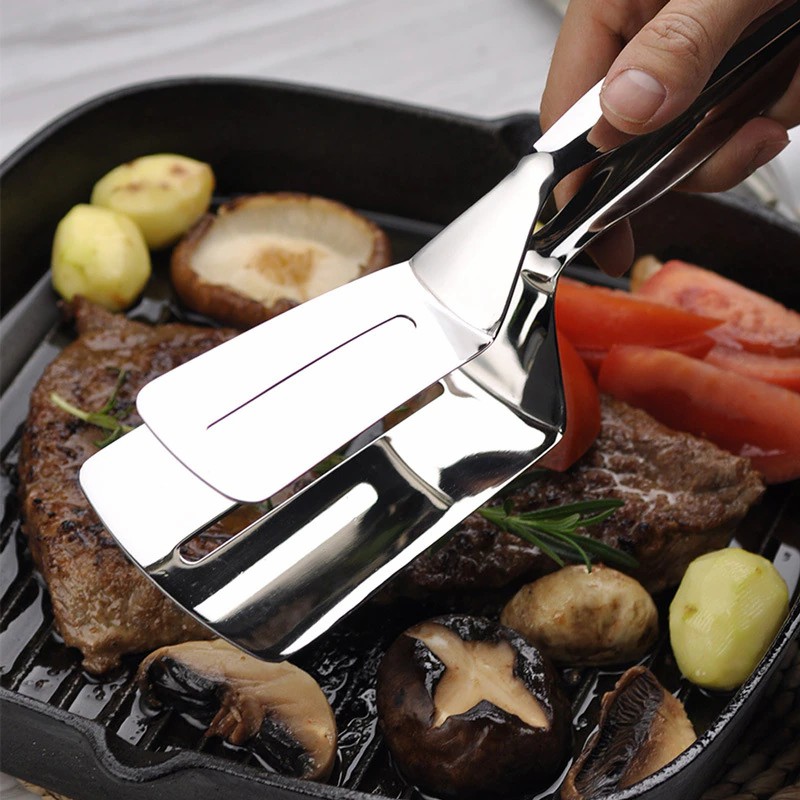 Stainless Steel Frying Shovel Clip Multifunctional Steak BBQ Tongs Frying Fish Spatula Clip Bread Clip