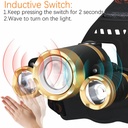 USB Rechargeable Zoom Led Headlight Induction 3LED T6 Head Lamp