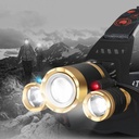 USB Rechargeable Zoom Led Headlight Induction 3LED T6 Head Lamp