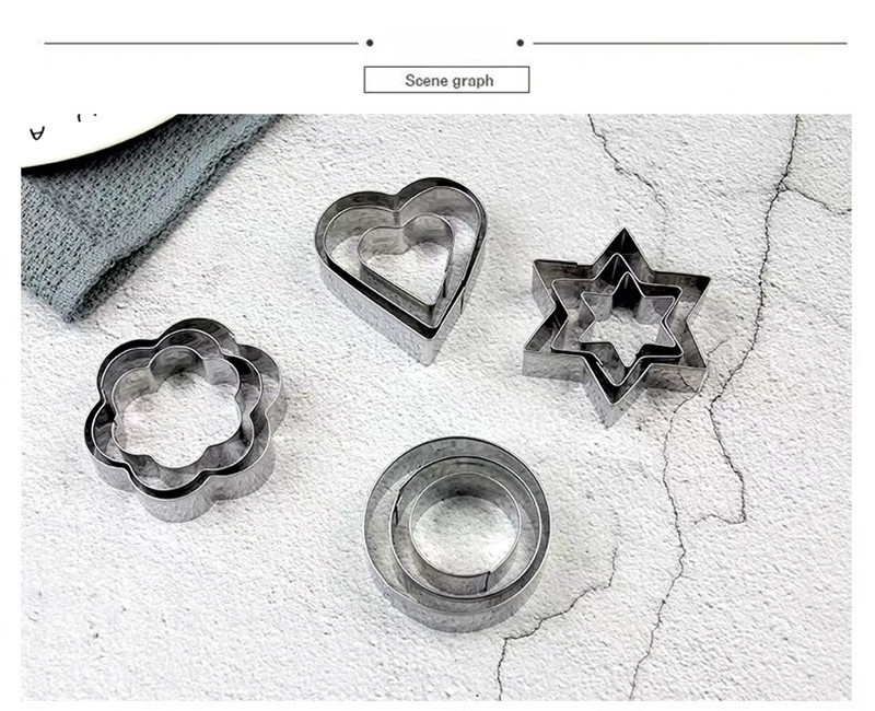 DIY Kitchen Useful 12Pcs/Set Stainless Steel Cookie Biscuit Fondant Cake Paste Mould Cutter Decor Tool
