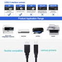 USB High Speed 2.0 A To B Male Cable Printer Cord 1.5m