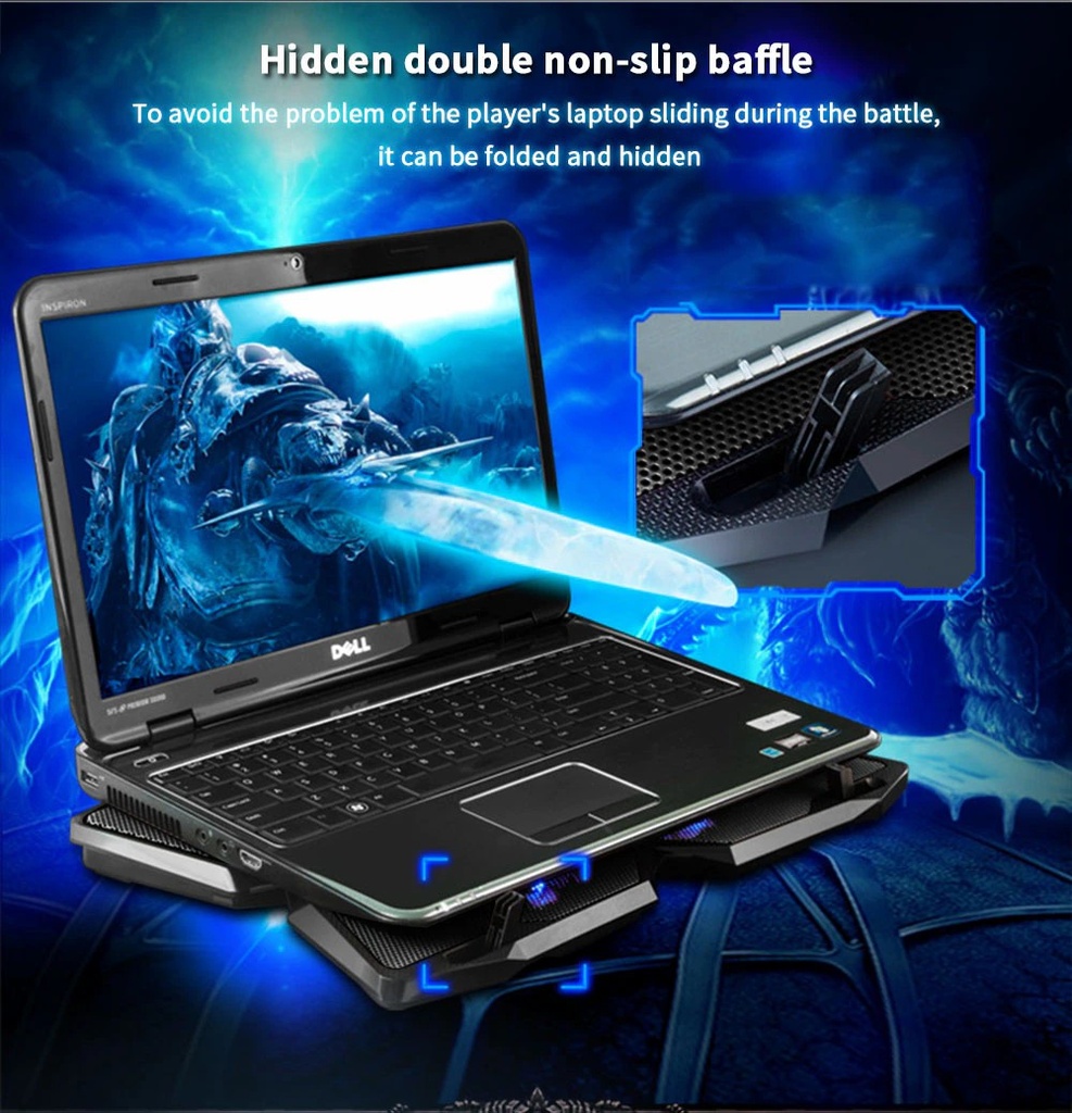 2 USB Ports Laptop Cooling Pad 4 Fans Laptop Cooler Pad Adjustable Speed Cooling Pad Notebook Stand Cooler for 14-17 Inch