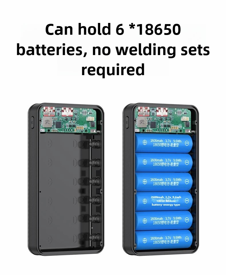 6*18650 20000mAh Power Bank Case DIY Shell Power Bank Battery Holder With Camping lamp (No Battery)