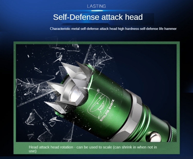 Led Rechargeable Aluminum Alloy Flashlight Defense Flashlight