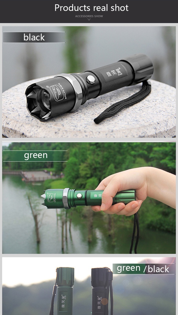 Led Rechargeable Aluminum Alloy Flashlight Defense Flashlight