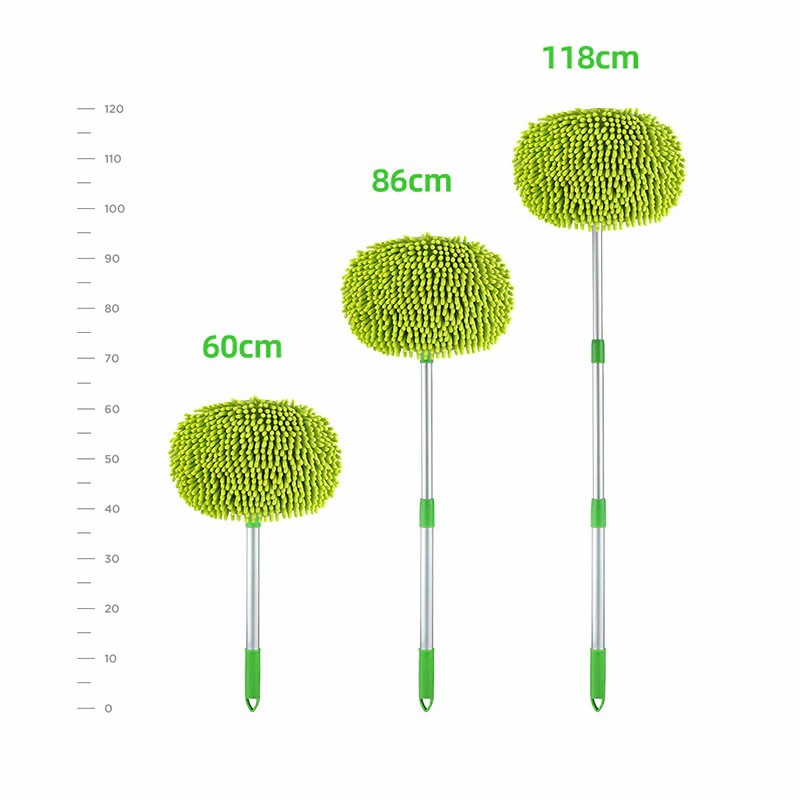 2 in 1 Car Cleaning Brush Car Wash Brush Telescoping Long Handle Cleaning Mop Chenille Broom