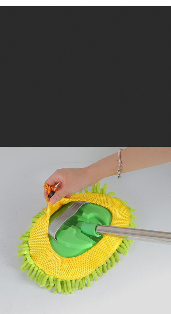 2 in 1 Car Cleaning Brush Car Wash Brush Telescoping Long Handle Cleaning Mop Chenille Broom