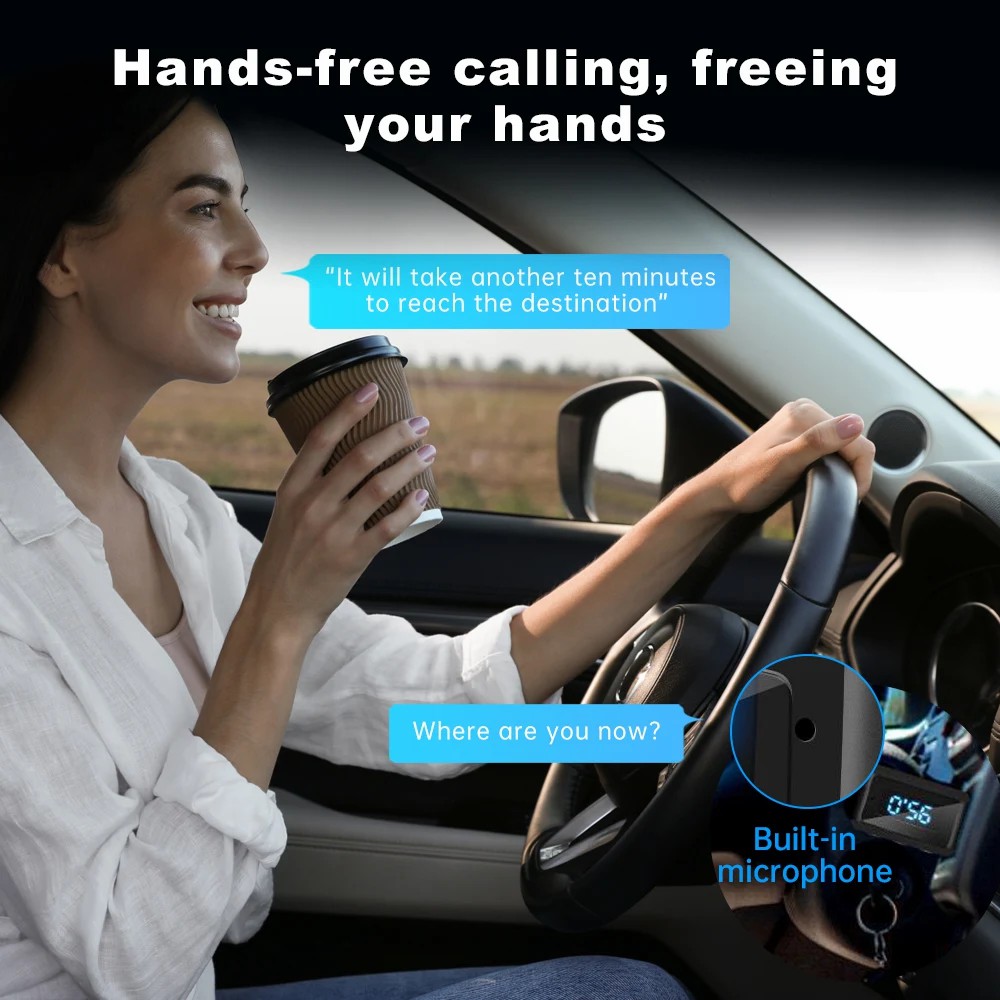 2 in 1 Car Bluetooth 5.3 Receiver FM Transmitter Audio Adapter USB Wireless Bluetooth Receiver Car Audio Transmitter