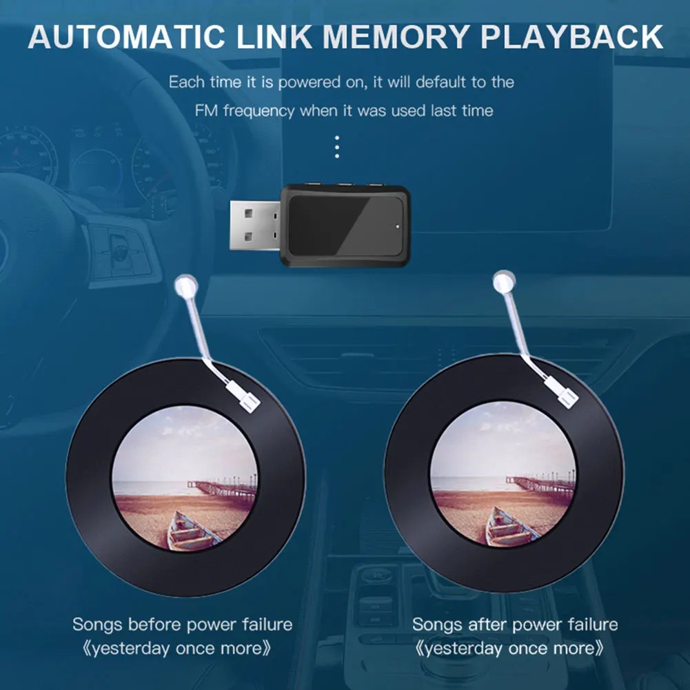 2 in 1 Car Bluetooth 5.3 Receiver FM Transmitter Audio Adapter USB Wireless Bluetooth Receiver Car Audio Transmitter