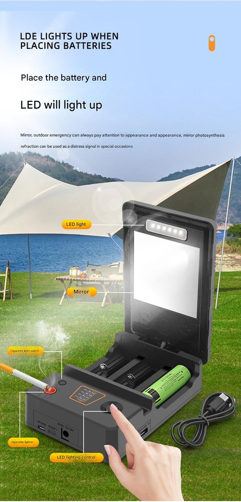 3 slot Solar lithium battery multi-function charger for 26650/21700/18650/18500/16340/14500