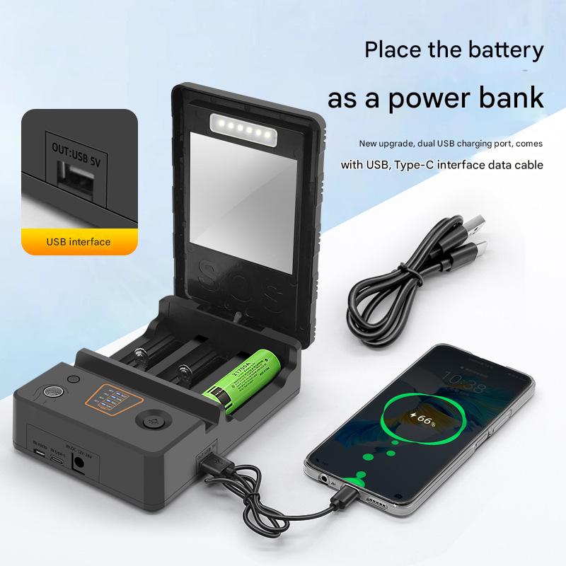 3 slot Solar lithium battery multi-function charger for 26650/21700/18650/18500/16340/14500