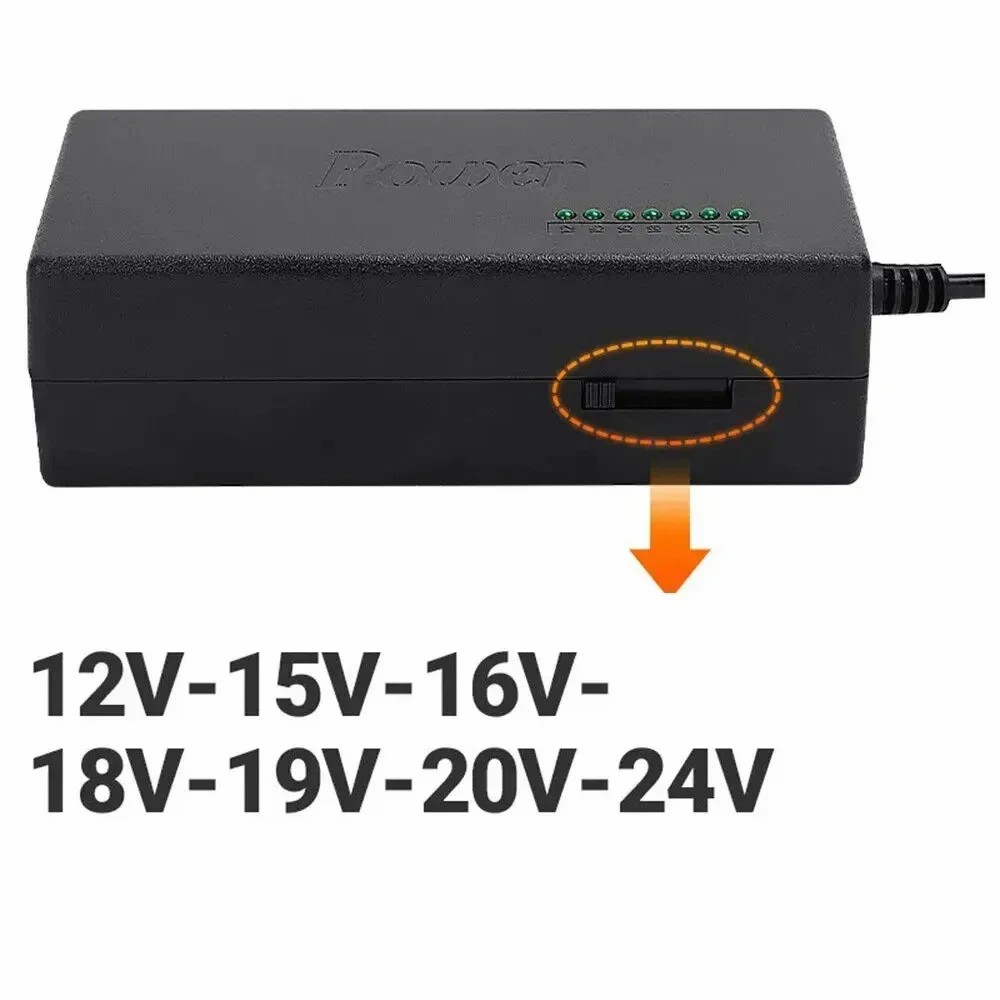 96W Universal Laptop Power Charger AC Adapter with 8 DC Jack Plug Converters 12V to 24V Adjustable Portable Charger