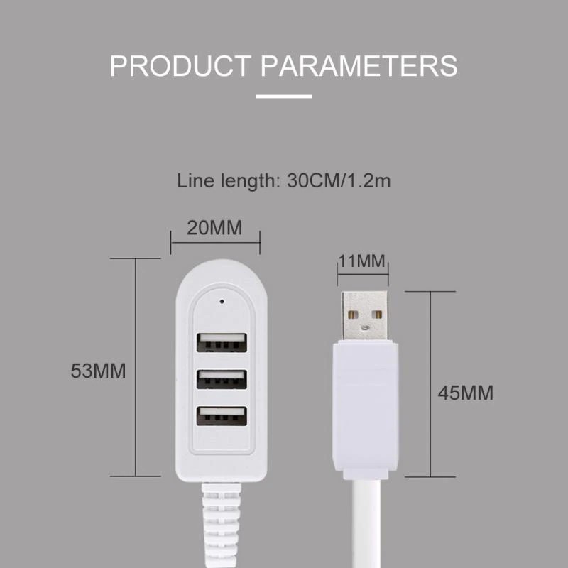 3 Port USB Hub Extend Cable Data          Transfer Device Charging USB Adapter 1.2m USB 2.0 Splitter