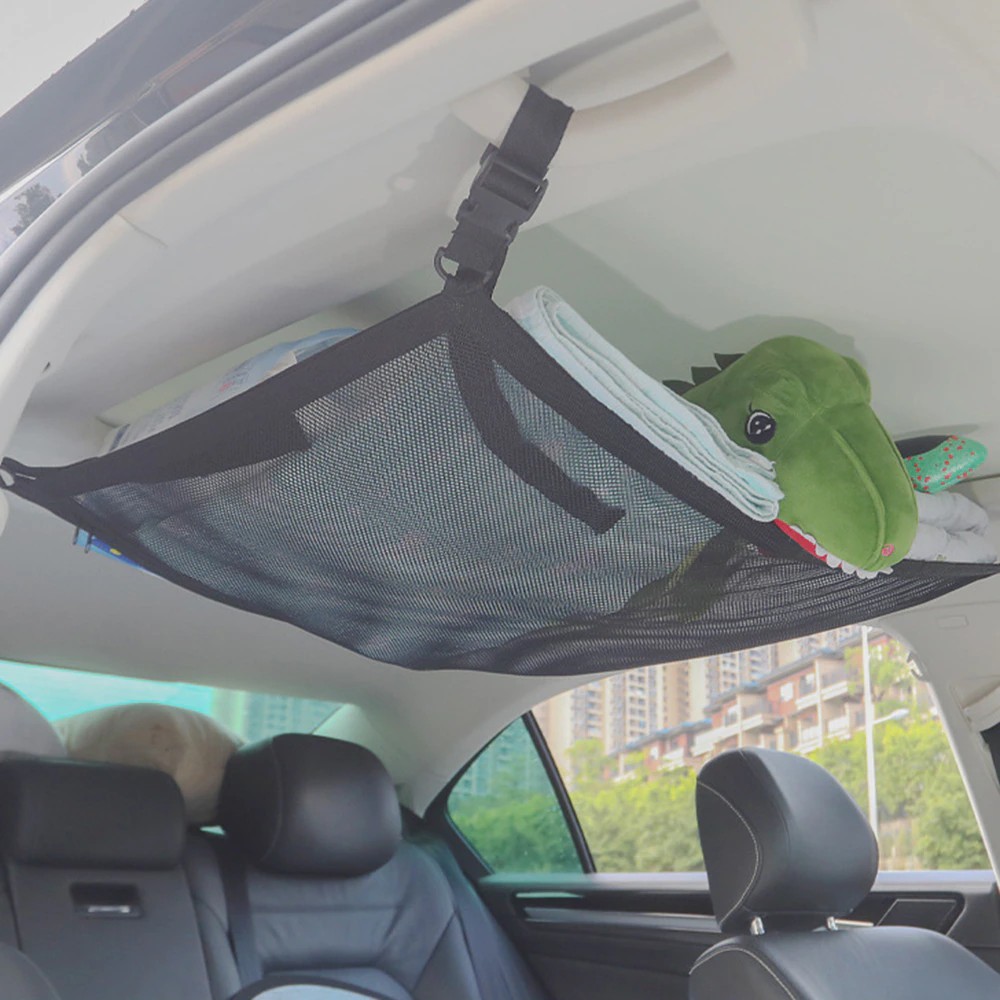 Double layer Car Ceiling Storage Net Pocket Car Roof Bag Interior Cargo Net Breathable Mesh Bag