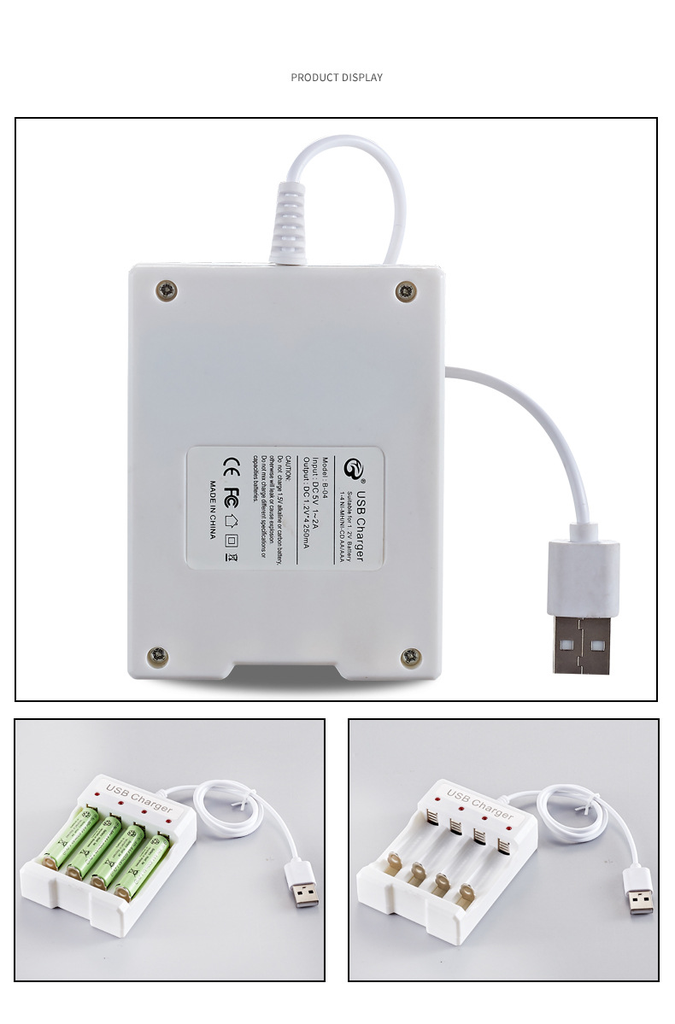 4 Slots Smart Battery Charger AA/AAA Independent Battery Charger