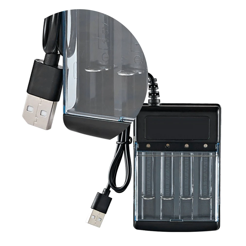 Four-slot Multi-Compatible AA/AAA Battery USB Charger