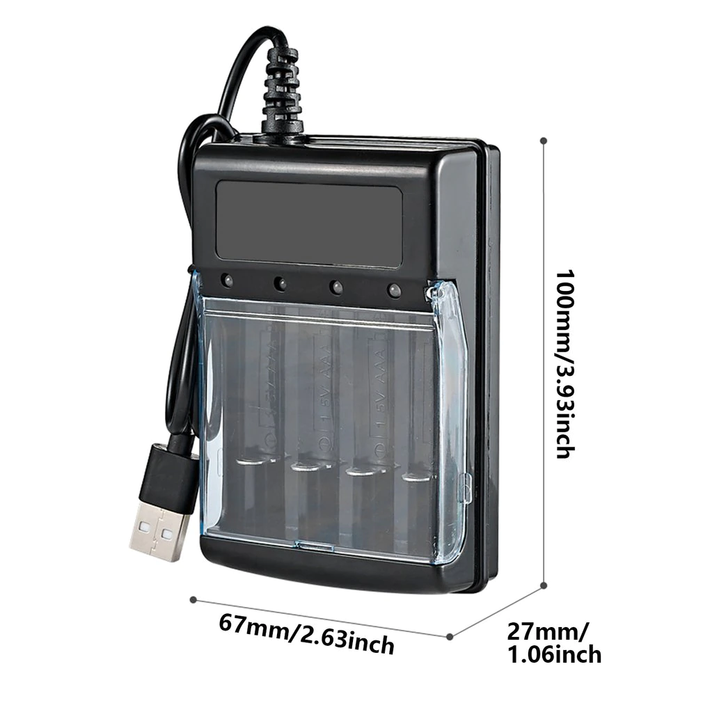 Four-slot Multi-Compatible AA/AAA Battery USB Charger