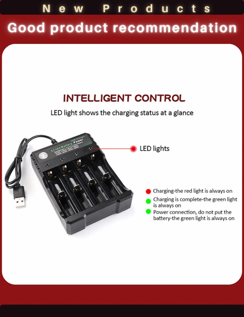 BmaX 4 Slots Battery Charger Intelligent Fast LED Indicator USB 10440 14500 16340 16650 14650 18350 18500 18650 Rechargeable