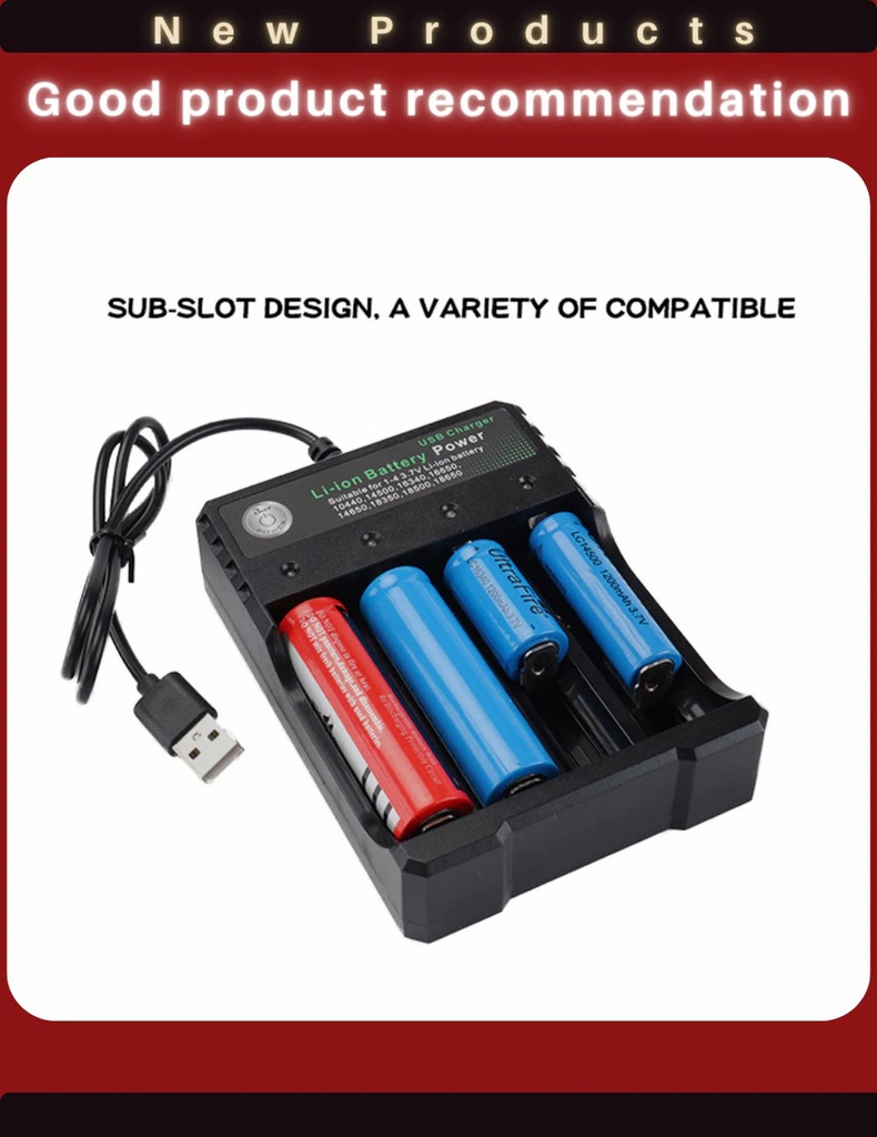 BmaX 4 Slots Battery Charger Intelligent Fast LED Indicator USB 10440 14500 16340 16650 14650 18350 18500 18650 Rechargeable