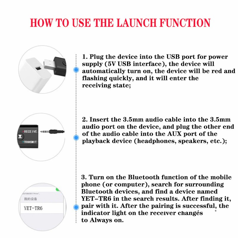 Bluetooth 5.0 adapter USB 2-in-1 Wireless Audio Combo Receiver