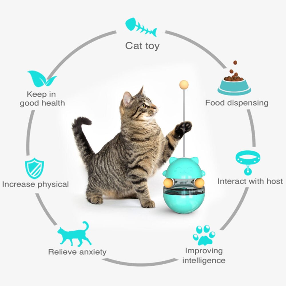interactive Cat Toys Funny Pet Tumbler Leakage Food Ball Food Container Dispenser Cat Self Teaser Stick ball