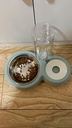 500ML Cat Waterer Pet Dog Cat Automatic Feeding Bowl Dog Feeder Water Storage Pet Dog Cat Food Bowl with Waterer