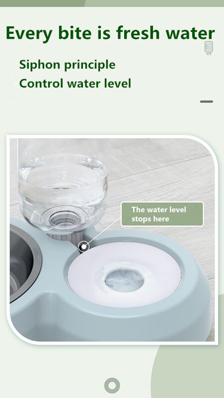 500ML Cat Waterer Pet Dog Cat Automatic Feeding Bowl Dog Feeder Water Storage Pet Dog Cat Food Bowl with Waterer