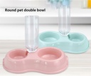 Pet Double Bowls Dog Cat Automatic Feeder with Water Fountain Food Container