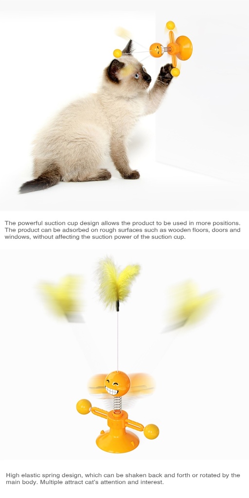 Cat Teaser Toy Sucker Spring Kitten Training Puzzle Game Toy Interactive Suction Cup Ball Funny Cats Stick Pet Scratch Catch Toy