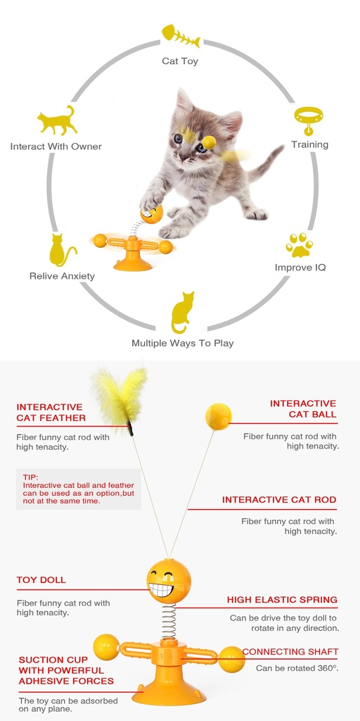 Cat Teaser Toy Sucker Spring Kitten Training Puzzle Game Toy Interactive Suction Cup Ball Funny Cats Stick Pet Scratch Catch Toy