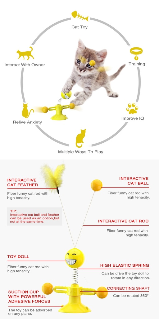 Cat Teaser Toy Sucker Spring Kitten Training Puzzle Game Toy Interactive Suction Cup Ball Funny Cats Stick Pet Scratch Catch Toy