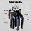 4 Core Portable LED Flashlight USB Rechargeable Light Waterproof COB Flashlight