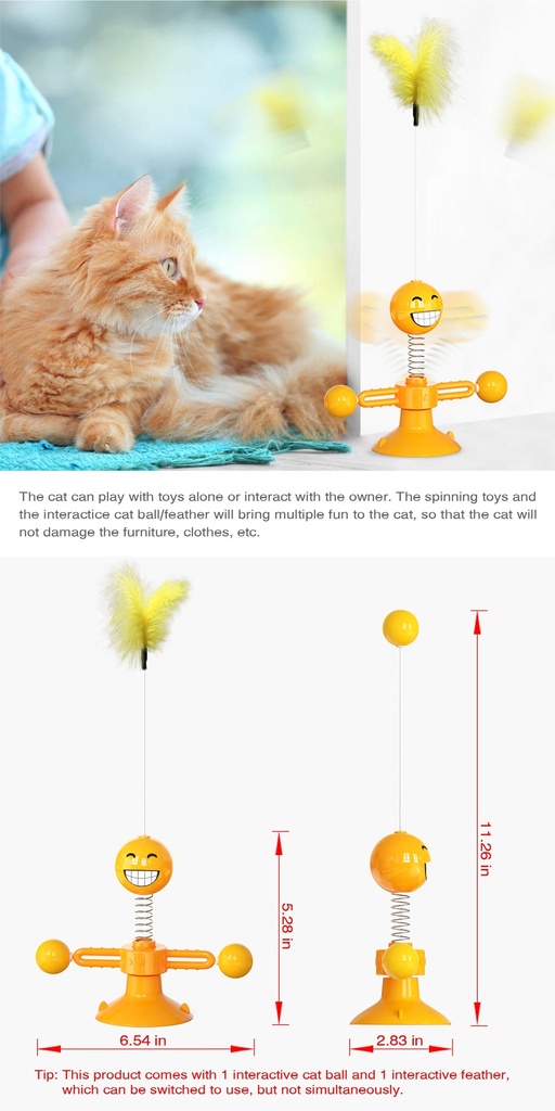 Cat Teaser Toy Sucker Spring Kitten Training Puzzle Game Toy Interactive Suction Cup Ball Funny Cats Stick Pet Scratch Catch Toy