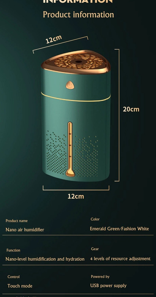 1000ml Air Humidifier Ultrasonic Cool Mist Aromatherapy Humidifier Diffusers with LED Light