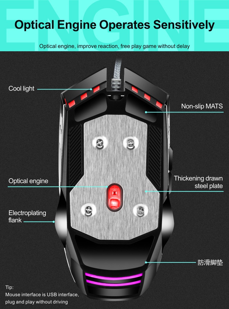 S30 Gaming Mouse USB Wired Computer Office Gaming Glowing RGB Mechanical Mouse