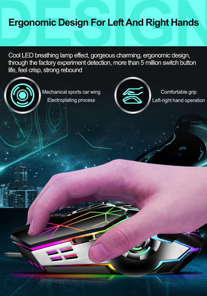 S30 Gaming Mouse USB Wired Computer Office Gaming Glowing RGB Mechanical Mouse