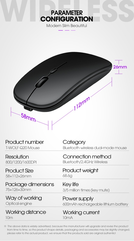 Ultra-thin rechargeable wireless mouse