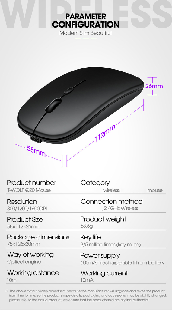 Ultra-thin rechargeable wireless mouse