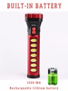 USB Solar Charging Flashlight Rechargeable Built-in Battery Torch with Side COB Emergency Light