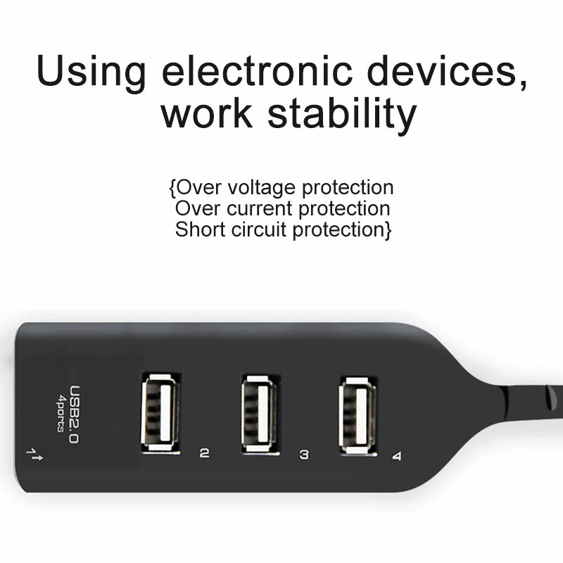 4 Port USB 2.0 Hub Particularly great for recent notebooks that provide a limited number of USB ports