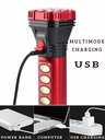 USB Solar Charging Flashlight Rechargeable Built-in Battery Torch with Side COB Emergency Light