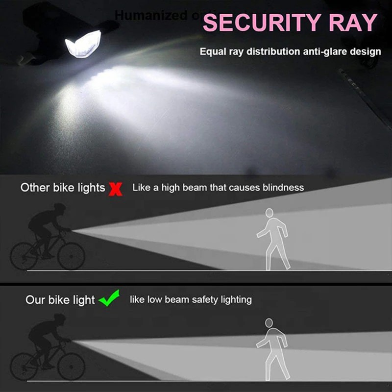 USB Rechargeable Bike Light Set Front Light with Taillight Easy to Install 3 Modes Bicycle Accessories